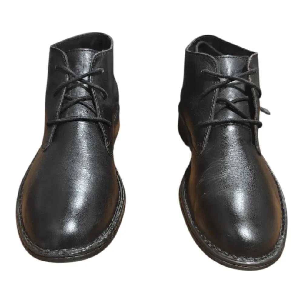 BORN Twain Black Leather Lace-Up Chukka Boot Size 10.5M